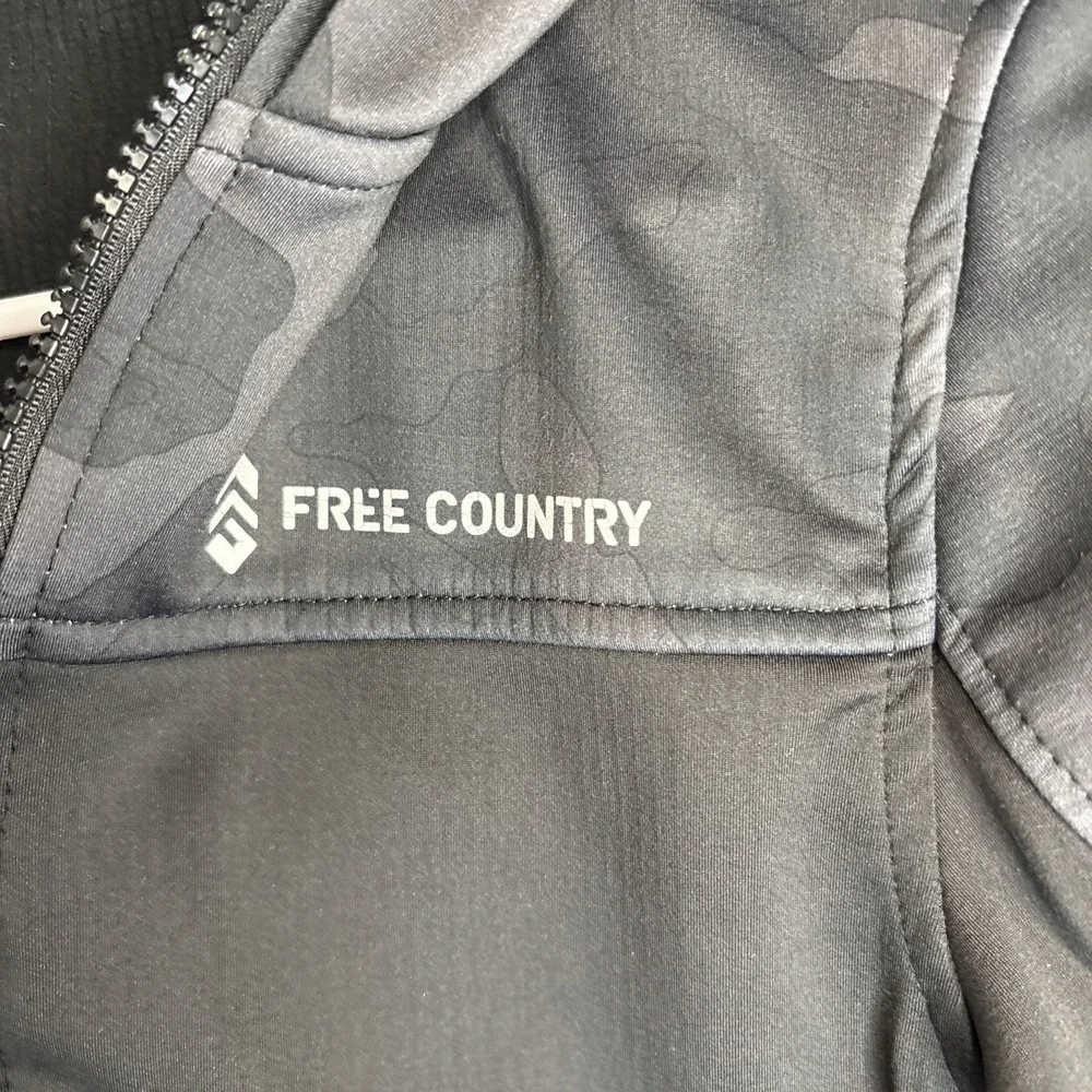 Free Country Winter Coat With Hood Black w/gray Design Full Zip Boys Sz. 7/8